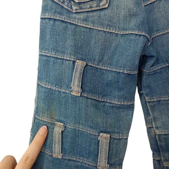 Vintage French Toast Patchwork Denim Belt Loop Stacked Jeans Kids 4S Custom Rare - Picture 9 of 14